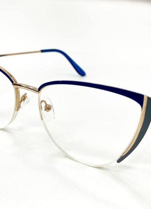 Коригувальні окуляри для зору жіночі комп'ютерні лисички в металевій двоколірній оправі на флексах1 фото