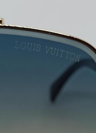 Очки в стиле louis vuitton мужские солнцезащитные капли сине бежевый градиент в золотой металлической оправе10 фото