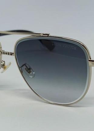 Окуляри брендові краплі чоловічі сонцезахисні синє сірий градієнт в сріблястому металі