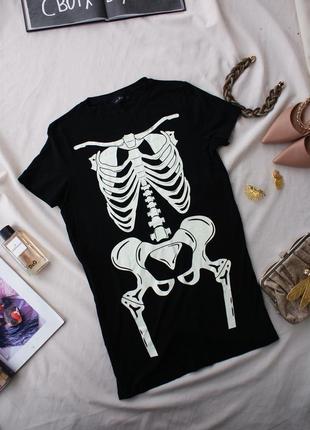 Трикотажное платье футболка туника принт скелет от f&amp;f1 фото