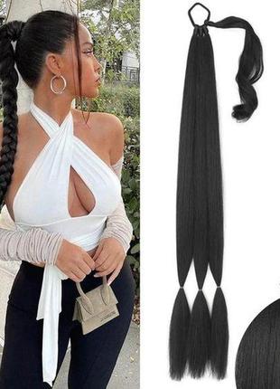85 см коса черная на резинке косичка на резинка искусственные волосы накладная коса косичка