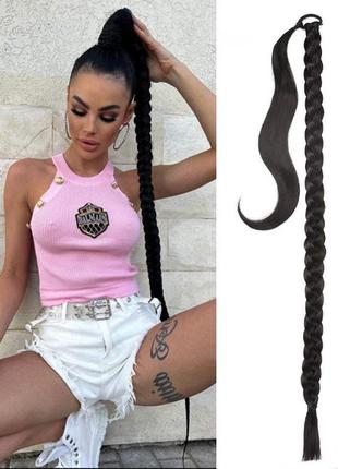 85 см коса черная на резинке косичка на резинка искусственные волосы накладная коса косичка