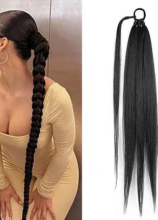 85 см коса черная на резинке косичка на резинка искусственные волосы накладная коса косичка