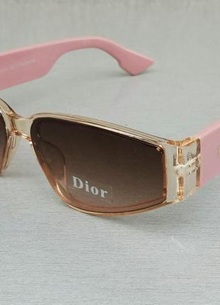 Christian dior очки женские солнцезащитные стильные узкие бежево розовые с градиентом1 фото