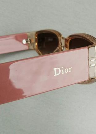 Christian dior очки женские солнцезащитные стильные узкие бежево розовые с градиентом7 фото
