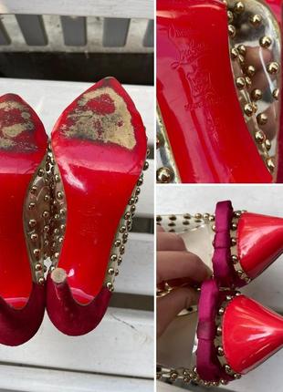Красные туфли с заклёпками christian louboutin10 фото