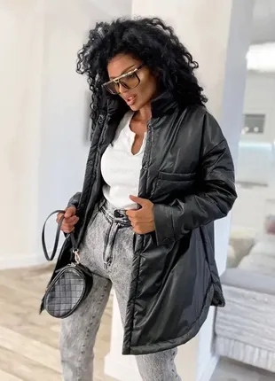 Женская куртка стеганая оливковая черная бежевая8 фото