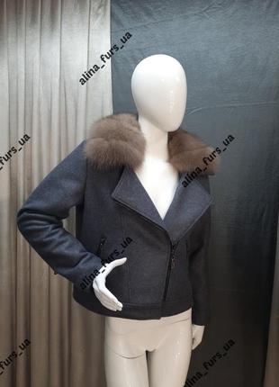 Кашемировая косуха, кашемировая косуха с мехом, кашемировое пальто с мехом2 фото