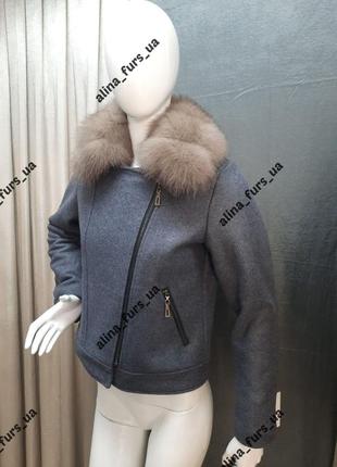 Кашемировая косуха, кашемировая косуха с мехом, кашемировое пальто с мехом5 фото