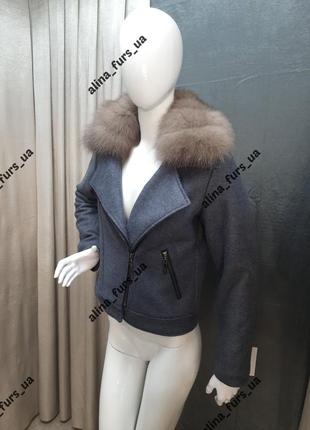Кашемировая косуха, кашемировая косуха с мехом, кашемировое пальто с мехом3 фото