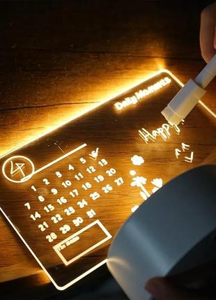 Креативная светодиодная доска для заметок ночник usb перезаписываемая доска сообщений теплый мягкий свет2 фото