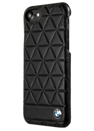 Bmw embossed hexagon real leather hard case — iphone 7 plus ; 8 plus — black