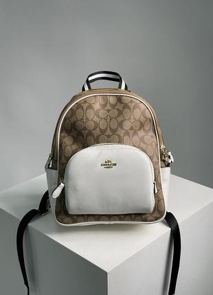 Рюкзак coach large court backpack in signature canvas in beige/white бежевый женский6 фото