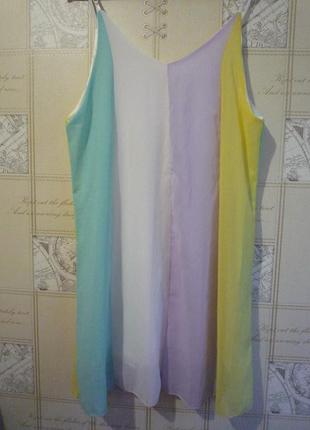 Italy воздушное шифоновое платье, туника, сарафан в нежных тонах радуги, на бретельках4 фото
