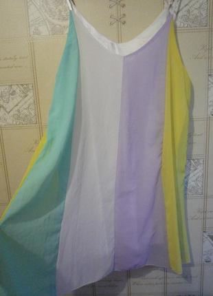 Italy воздушное шифоновое платье, туника, сарафан в нежных тонах радуги, на бретельках1 фото