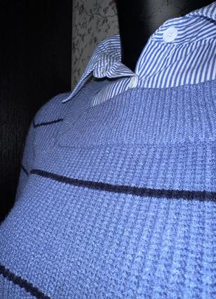 Теплый свитер с имитацией рубашки7 фото