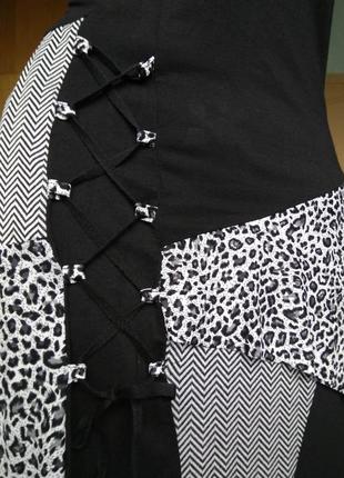 Ассиметричное трикотажное чёрно-белое платье izabel/пэчворк6 фото