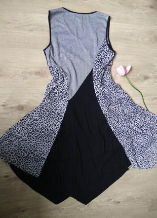 Ассиметричное трикотажное чёрно-белое платье izabel/пэчворк4 фото
