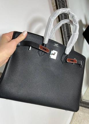 Сумка hermes birkin 25 см – 35 см черная/серебро