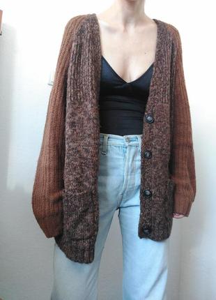 Шерстяний кардиган альпака шерсть светр коричневий кардиган пуловер кофта з гудзиками оверсайз светр8 фото