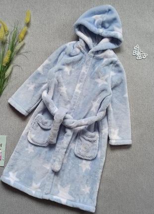 Детский плюшевый халат 3-4 года халатик с капюшоном для девочки
