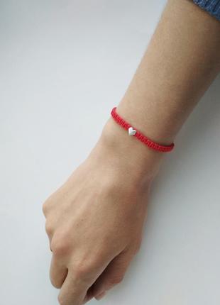 Плетений браслет-оберіг (червона нитка) ′heart′
