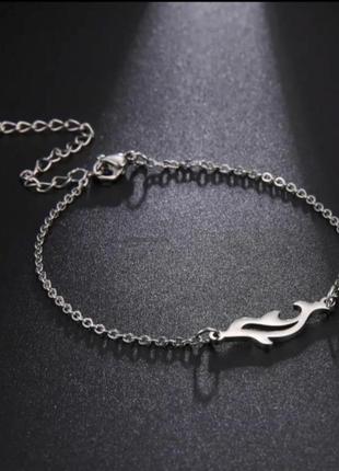 Браслет на ногу з дельфіном нержавіюча сталь ланцюжок на руку дельфін медичне срібло нержавійка купити браслет на ногу медзолото