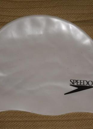 Белая силиконовая шапочка для плаванья speedo англия 56/57 р.1 фото