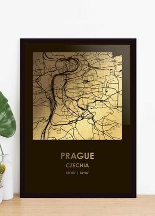 Постер "прага / prague" фольгированный а3, gold-black, gold-black, англійська