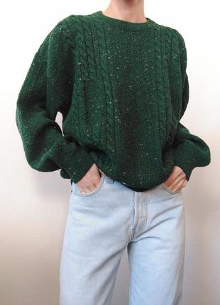Шерстяной свитер зеленый джемпер шерсть пуловер реглан кофта винтажный свитер зеленый джемпер10 фото