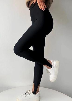 Актуальные черные женские лосины со штрипками черные леггинсы со штрипками демисезонные лосины спортивные леггинсы2 фото