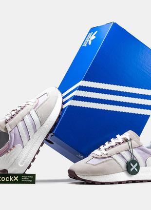 Кроссовки adidas retropy e5 серые с фиолетовым женские8 фото