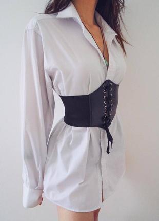 Платье - рубашка с корсетом женская3 фото