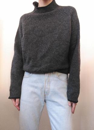 Шерстяной свитер графитовый джемпер худи толстовка шерсть пуловер реглан кофта с затяжкой преміум бр8 фото