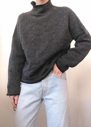 Шерстяной свитер графитовый джемпер худи толстовка шерсть пуловер реглан кофта с затяжкой преміум бр6 фото