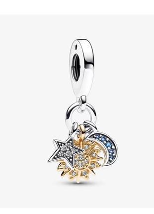 Серебряная бусина шарм подвеска подвеса бусина серебро пандора pandora silver s925 925 проба ale с биркой и пломбой клипса шарм-клипса небо