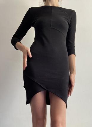 Черное платье в рубчик3 фото