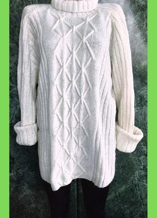 Свитер гольф женский джемпер белый оверсайз толствый р.s,м,l