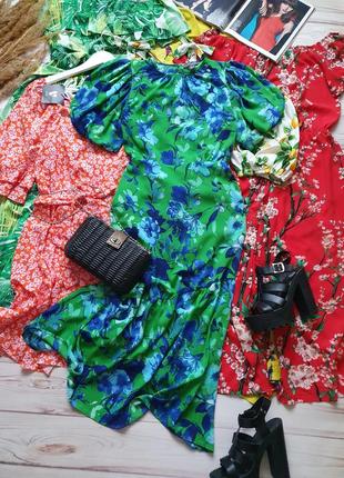 Розкішне квіткове шифонове плаття сукня з об'ємними рукавами