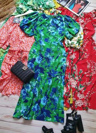 Красивое летнее цветочное платье с пышными рукавами3 фото
