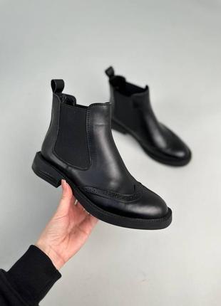 Кожа и лак. идеальные челси ботинки женские черные ботинки5 фото