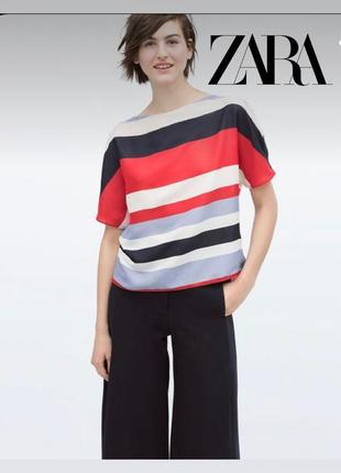Шовкова блуза , легка блуза, полосата блуза футболка від zara