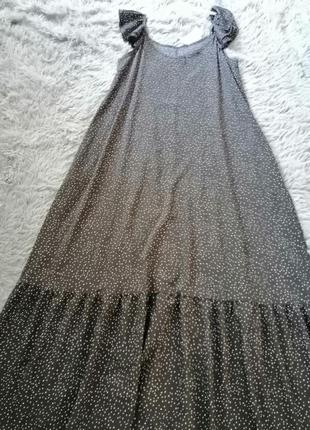 Шикарный сарафан в пол  с воланом на  брителях в горох3 фото