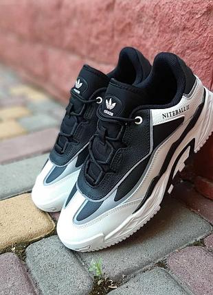 Adidas niteball ими белые с черным кроссовки женские кожаные отличное качество кеды адедас самый бол весенние демисезонные демисезонные высокие кожаны