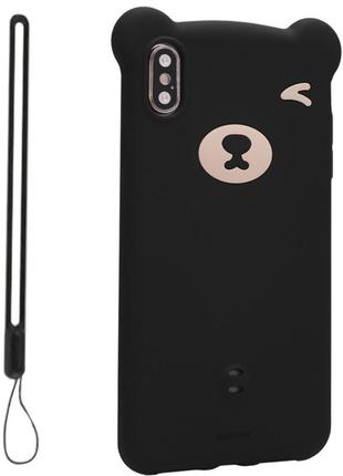 Baseus bear silicone case — iphone x ; xs — black