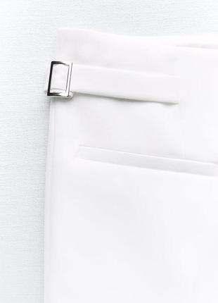 Прямі білі штани з пряжкою zara new4 фото