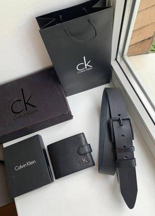 Подарочный набор 🎁 кожаный кошелек и ремень calvin klein5 фото