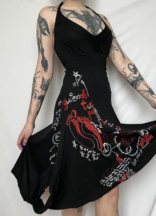 Платье туника на завязках вышитое винтаж y2k готическое2 фото