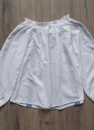 Белая женская вишитая блузка рубашка2 фото