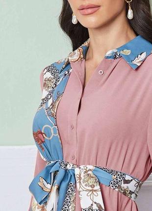 Shein блузка с поясом и вставками с принтом цепочек2 фото